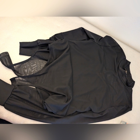 NEW Shinestar Black mesh bodysuit mock turtleneck size large - Picture 5 of 11